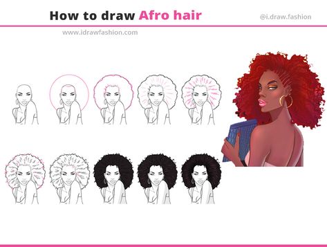 how to draw a summer dress step by step 1 by Teya Bozhilova – How to draw afro hair How To Draw Black Hair Step By Step, Drawing Afro Hair Tutorial, How To Draw An Afro Step By Step, How To Draw Afro Hair Step By Step, How To Draw Black People Hair, How To Draw Afro, How To Draw Black Hairstyles, Black Hair Drawing Reference, How To Draw Black Hair