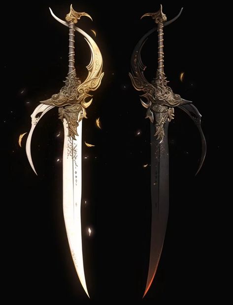 Dual Swords Warriors Fantasy Art, Fantasy Dual Blades, Fantasy Dual Swords, Shortsword Fantasy, Long Swords Fantasy, Twin Swords, Fantasy Swords, Dual Swords, Fantasy Dagger