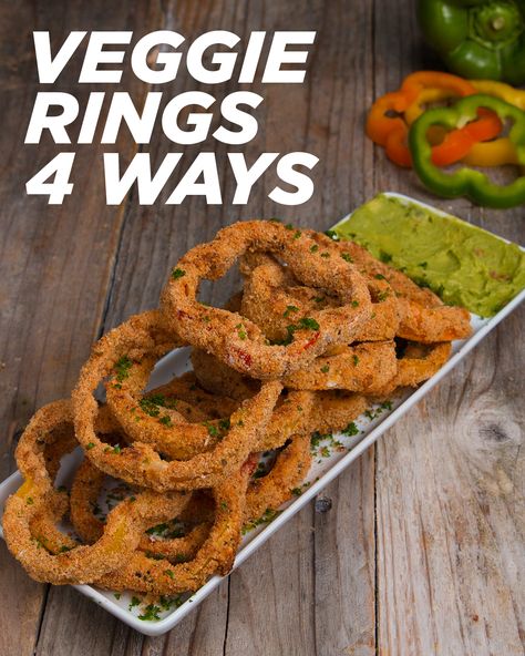 Veggie Rings 4 Ways by Tasty Zucchini Rings, Bell Pepper Rings, Seeds Bread, Veggie Meal Prep, Pepper Rings, Veggie Diet, Healthy Snacks To Make, Veggie Snacks, Healthy Eating Recipes