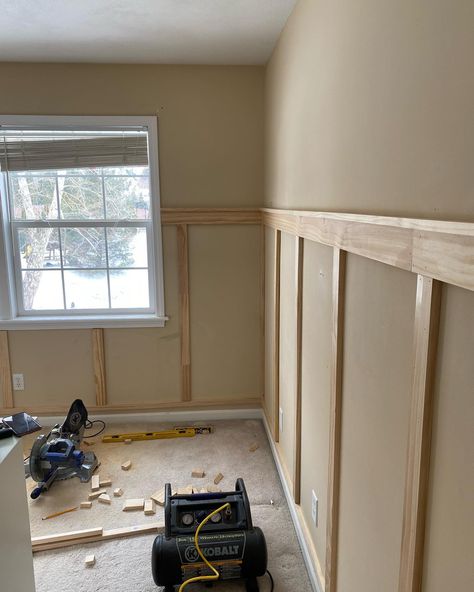 Waynes Coating In Bedroom, Tan Bedroom Ideas, Waynes Coating, Tan Bedroom, Bathroom Redesign, Country Homes, Basement Bathroom, Crown Molding, Wainscoting