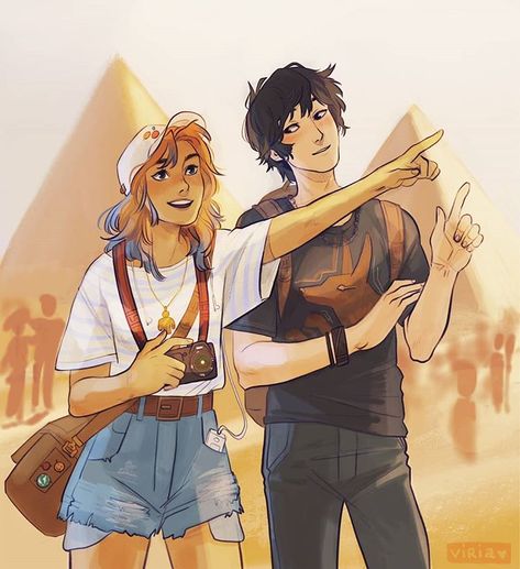 In which Sadie and Anubis get too tired of all the fighting, and just want to explore casual tourism for once😁 Lovely idea commissioned by… Sadie X Anubis X Walt, Kane Chronicles Fanart Anubis And Sadie, Anubis X Sadie, Sadie Kane And Anubis, Anubis Fanart, Fierrochase Fanart, Viria Art, Kane Chronicals, Sadie Kane