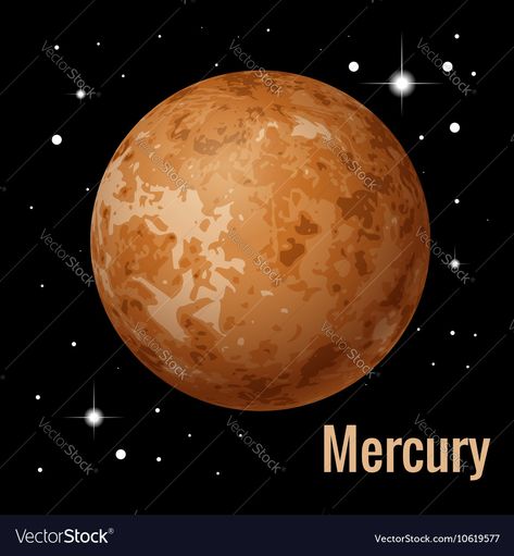 Mercury planet 3d High Royalty Free Vector Image Mercury Planet Art, Planet Merkurius, Mercury Illustration, Mercury Painting, School Stickers Labels, Planet Pictures, Mercury Planet, 3d Vector Illustration, Tata Surya