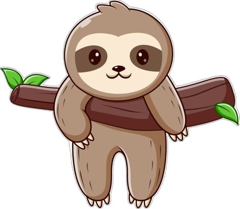 Sloth Clipart, Sloth Cartoon, Web Landing Page, Animal Icon, Tree Stickers, Cartoon Style, Theme Design, Tree Designs, Animal Theme