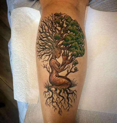 Hip Tree Tattoos Women, Growth Sleeve Tattoos For Women, Tree With Vines Tattoo, Healing Tree Tattoo, Tattoos Of Trees For Women, Woman And Tree Tattoo, Cute Nature Tattoos For Women, African Roots Tattoo, Floral Tree Tattoo