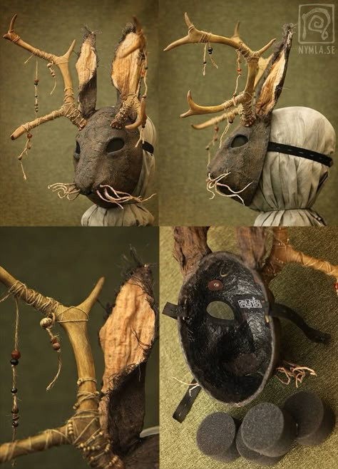 Masked Aesthetic, Hare Mask, Jackalope Costume, Pagan Mask, Insect Mask, Deer Mask, Creepy Masks, Mascaras Halloween, Leather Mask