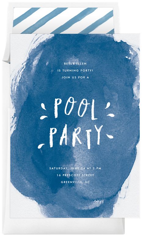 Summer Party Invitations | Classic Pool Party by Stacey Meacham Design, llc | Greenvelope.com Pool Party Adults, Pool Party Invitation Template, Secret Party, Basking In The Sun, Summer Party Invitations, Classic Invitation, Pool Birthday, Fun Invitations, Pool Party Invitations