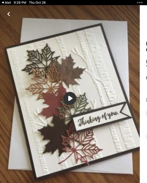 Fall Cards Handmade, Thanksgiving Cards Handmade, Fall Greeting Cards, Leaf Cards, Hand Made Greeting Cards, Masculine Birthday Cards, Cricut Cards, Making Greeting Cards, Basic Design