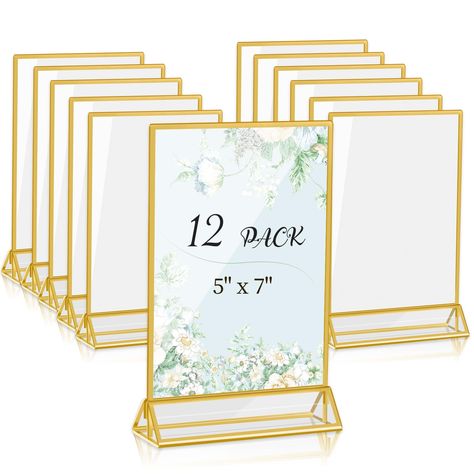 PRICES MAY VARY. 【Elegant Design 】The acrylic table number stands with 4mm thick gold border design features a sleek and sophisticated , adding a touch of elegance to any various occasions such as weddings, parties, and business events. 【Premium Acrylic Construction 】Made from high-quality acrylic providing clarity and durability .It is resistant to falls and maintains its clarity and color even with continuous exposure to sunlight. 【Customize & Stable 】The detachable table sign holder stand fea Inexpensive Table Centerpieces Wedding, Wedding Welcome Tables, Acrylic Photocard Holder, Wedding Welcome Table, Acrylic Sign Holder, Blush Wedding Decor, Free Wedding Cards, Diy Table Numbers, Place Card Table Wedding