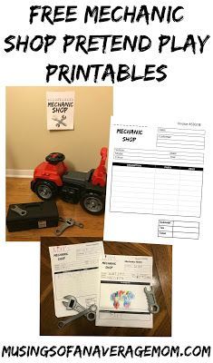 Pretend Play Activities, Pretend Play Printables, Play Printables, Dramatic Play Printables, Pre K Pages, Transportation Preschool, Dramatic Play Preschool, Mechanic Shop, Auto Shop