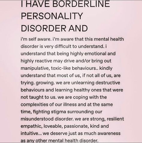 Bpd Disorder, Bpd Relationships, Personality Disorder Quotes, Bpd Symptoms, Disorder Quotes, Mental Health Facts, Borderline Personality, Psychology Disorders, Health Psychology