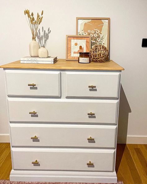 Upcycled tallboy | Bunnings Workshop community Bedroom Drawers Ideas, White Dresser Decor, Chest Of Drawers Upcycle, Chest Of Drawers Makeover, White Chest Of Drawers, Bedroom Furniture Makeover, New Classic Furniture, Tall Boy, Dinning Room Design