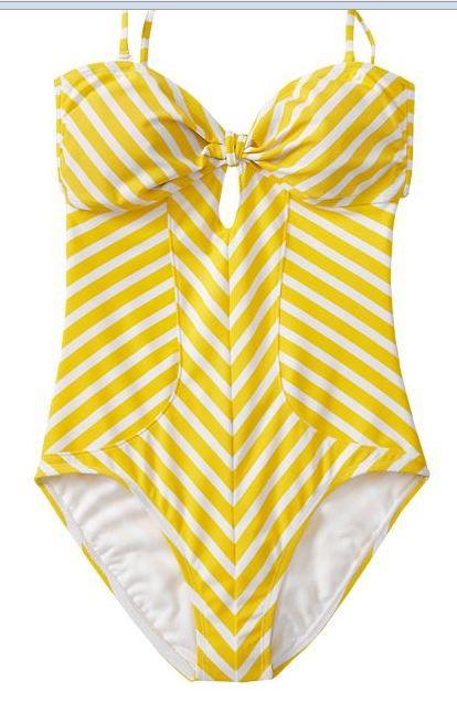 Old Navy, $29.95, cute yellow and white chevron one piece. Yellow Bathing Suit, Summer Clothes Collection, Navy One Piece, Yellow Swimsuits, Striped Swimsuit, Summer Swim Suits, Cute Swimsuits, Henri Bendel, Mellow Yellow