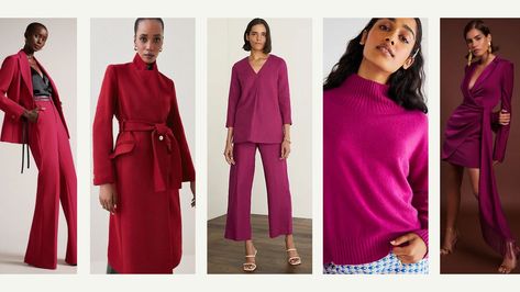 Here's how to wear the Pantone Color of the Year 2023 Silk Fred, Magenta Top, Pink Cosmos, Belted Wrap Coat, Lavish Alice, Pantone Color Of The Year, Lulu Guinness, Boatneck Sweater, Kick Flares