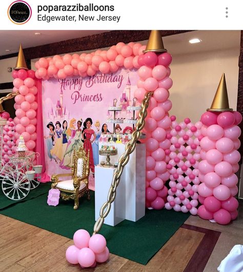 Disney's Princess Theme Background Backdrop Castle Balloons, Princess Theme Party Decorations, Disneyland Birthday Party, Disney Princess Theme Birthday Party, Disney Princess Theme Party, Princess Backdrop, Princess Backdrops, Disney Princess Theme, Disneyland Birthday