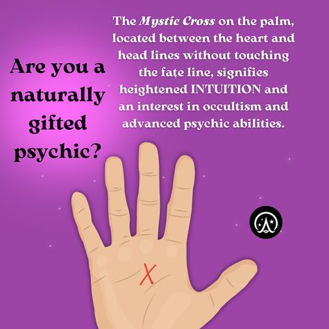 Have you ever come across the enigmatic mystic cross? In palmistry, this intriguing mark is nestled between the heart and head lines. Ancient wisdom tells us that the lines on our palms can reveal profound insights into our personalities and destinies. This special cross, distinct and independent from other lines like fate or success lines, can appear on either palm. So, do you have the mystic cross on your palm?🖐️ #SelfCare #Palmistry #WitchesOfInstagram Lilith Mark On Palm, Mystic Cross On Palm, Palm Reading Witch Signs, Palm Reading Heart Line, Palm Reading Life Line, Fate Line Palmistry, Benefits Of Sleep, Sleep Health, Palm Reading