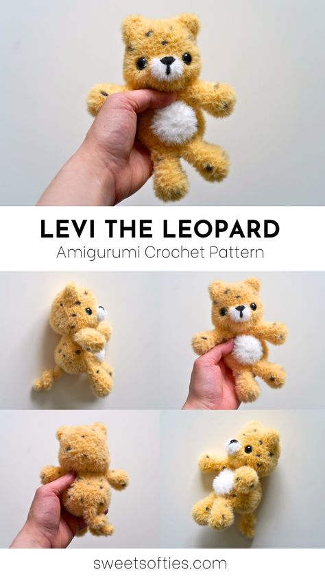 Levi the Leopard · Amigurumi Crochet Pattern - Sweet Softies Crochet Cheetah Pattern, Jaguar Crochet Pattern Free, Leopard Amigurumi, Crochet Leopard, 4mm Crochet Hook, Crocheting Projects, Plushie Patterns, Crochet Amigurumi Free Patterns, Crochet Amigurumi Free