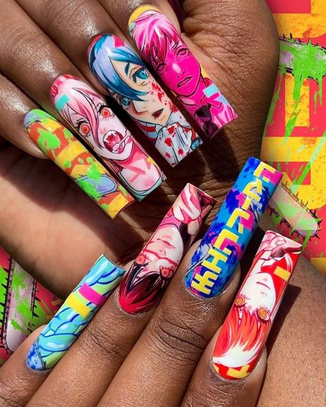 Creative Anime Nail Ideas Anime Nail Ideas, Decal Nails, Japan Nail Art, Cartoon Nail Designs, Character Design Art, Anime Nail, Latest Nail Designs, Gel Toe Nails, Anime Nails