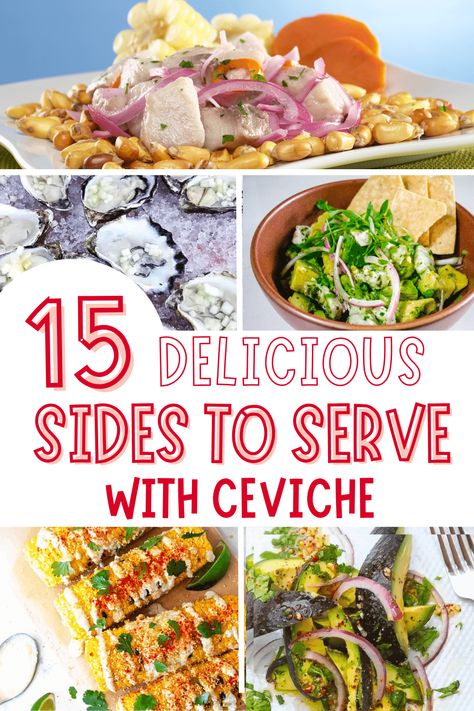 Try pairing ceviche with one of these meat free and dairy free side dishes for a complete meal with Latin inspired flavors. From colorful salsas, dips, and salads, these recipes would be great to serve at a party. Get the fiesta started with these fun serving ideas! Sides For Ceviche, Salad To Serve With Fish, Ceviche Side Dishes, Dairy Free Side Dishes, Party Side Dishes, Big Family Meals, Mexican Seasoning, Vegetable Chips, Serving Ideas