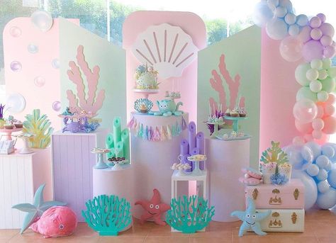 Mermaid Birthday Party Decorations, 1st Birthday Girl Decorations, Princess Theme Birthday, Mermaid Theme Birthday Party, Princess Theme Birthday Party, Birthday Party Decorations Diy, Mermaid Theme Party, Mermaid Theme Birthday, Mermaid Decor