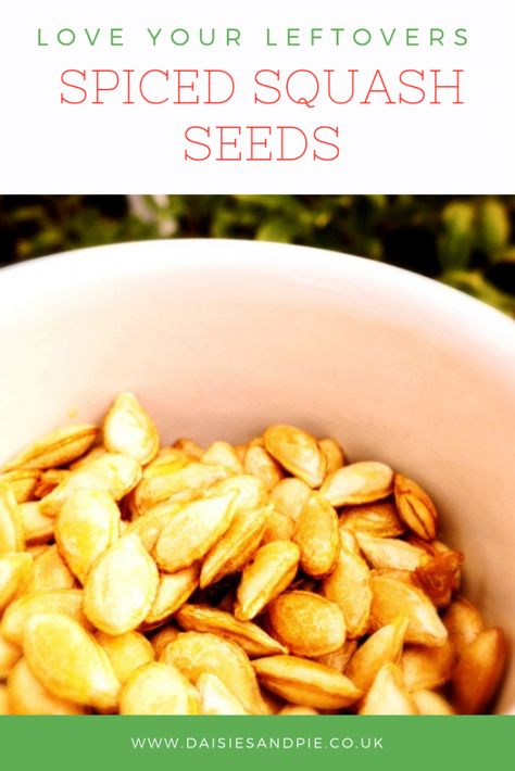 Make the most of the leftovers by turning squash seeds into a delicious spiced snack #frugal #vegansnack #vegan #snacks Roasted Squash Seeds, Butternut Squash Seeds, Squash Seeds, Vegan Snack, Roasted Squash, Seasonal Food, Easy Family Meals, Vegan Snacks, Healthy Snacks Recipes