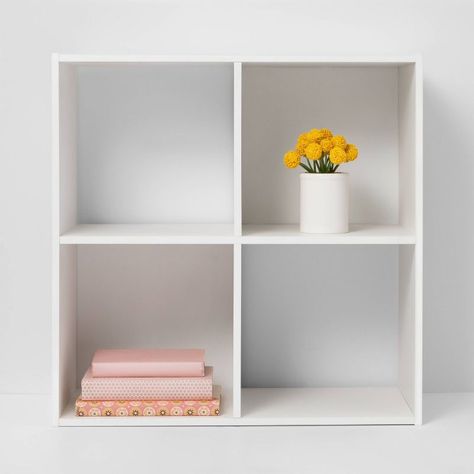 Decorative Bookshelf, Horizontal Bookcase, Bookshelf White, Bookshelf Room, Low Bookshelves, Decorative Bookshelves, Target Decor, Square Shelf, Cube Storage Bins