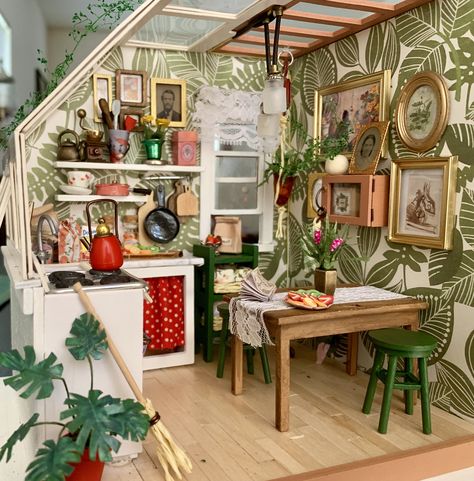 Jasons Kitchen Miniature, Maximalist Dollhouse, Maximalist Kitchen Decor, Maximalist Decor Kitchen, Maximalist Kitchen Ideas, Maximalist Kitchen Design, Layered Decor, Bold Home Decor, Maximalist Kitchen