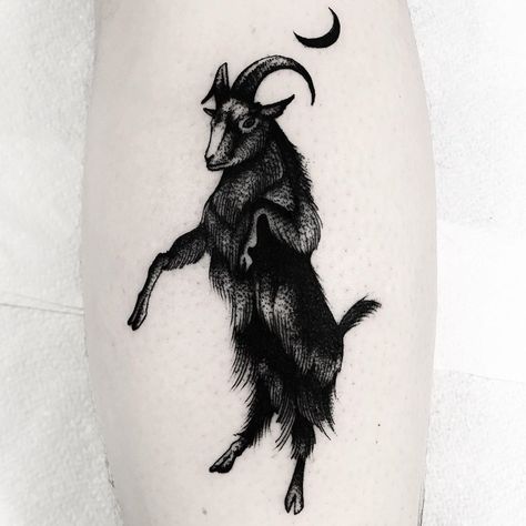 Black Phillip Tattoo, Black Sheep Tattoo, Sheep Tattoo, Medieval Tattoo, Black Phillip, Occult Tattoo, Traditional Tattoo Sleeve, Creepy Tattoos, Horror Tattoo