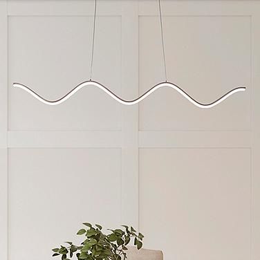 dweLED Morae 44" Wide Nickel Modern Wave Linear Pendant Copper Dome Pendant Light, Gold Kitchen Island Lighting, Modern Drum Pendant Light, Black Kitchen Island Lighting, Brass Kitchen Island, Bronze Kitchen, Candelabra Chandeliers, Kitchen Island Chandelier, Transitional Chandeliers