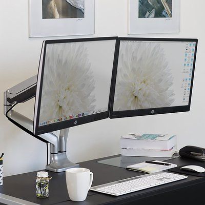 Mount it Computer Monitor 2 Screen Desk Mount Cheap Office Furniture, Small Home Offices, Corner Computer Desk, Dual Monitor, Coastal Living Room, Monitor Stand, School Furniture, Home Office Setup, Home Office Space