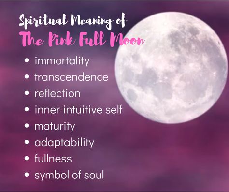 What the spiritual meaning of the pink full moon is. The term "pink moon" is a name given to the first full moon after the vernal equinox (spring equinox). It does not appear pink, rather it is called this to represent the time of year; when flowers begin to appear. Pink Full Moon Affirmations, Pink Moon Affirmations, Pink Moon Ritual, Pink Moon Meaning, Flower Moon Meaning, April Magick, April Full Moon, Equinox Spring, Pink Full Moon