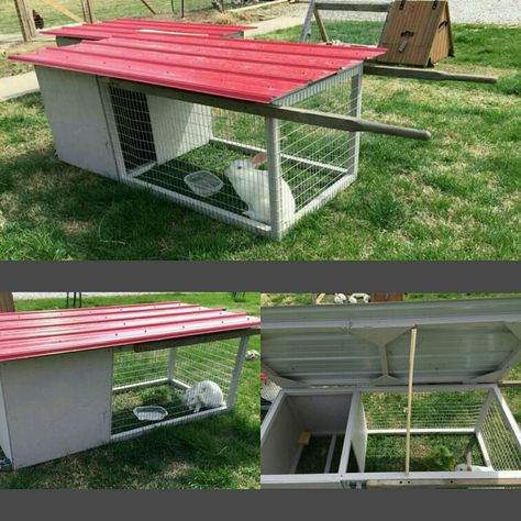 Rabbit tractor Rabbit Tractor Plans, Rabbit Tractor Diy, Rabbit Tractor, Rabbit Houses, Outside Dog Houses, Diy Rabbit Cage, Rabbit Stuff, Outdoor Rabbit Hutch, Rabbit Enclosure