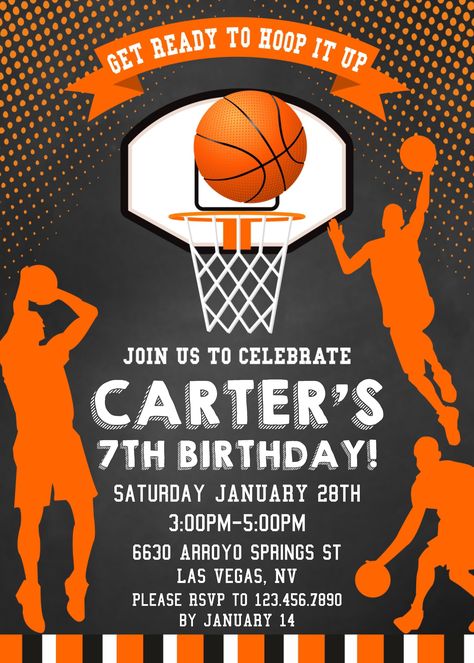 Basketball Birthday Party Invitations, Basketball Birthday Invitations, Basketball Invitations, Basketball Theme Birthday, Basketball Birthday Party, Sports Birthday Invitations, Basketball Theme Party, Basketball Birthday Parties, Ball Birthday Parties