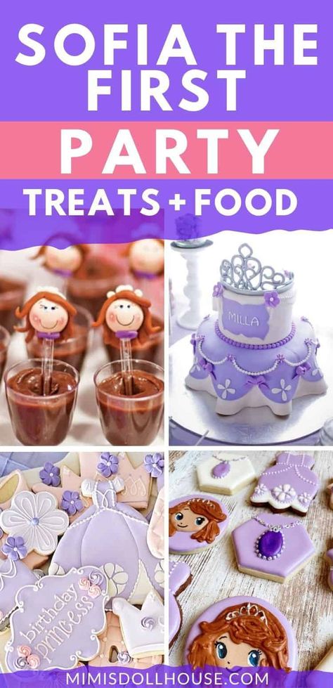 Sofia The First Dessert Table, Princess Desserts, Sophia The First Birthday Party Ideas, Princess Sofia Birthday Party Ideas, Sofia The First Birthday Cake, Sofia The First Cake, Princess Sofia Birthday, Disney Parties, Princess Sofia Party