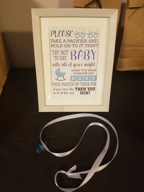 Baby Shower Necklace Game, Pacifier Games Shower Ideas, Pacifier Game, Baby Shower Necklace, Baby Shower Game Ideas, Don't Say Baby Game, Pacifier Necklace, Baby Shower Game Prizes, Dont Say Baby Game