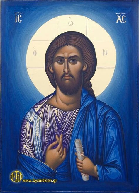 Jesus Christ Pantocrator, Panna Marie, Greek Icons, Church Icon, Images Of Christ, Greek Orthodox Church, Jesus Mary And Joseph, Orthodox Christian Icons, Art Sacre