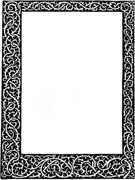 Thorn Stem Border Thorn Border Design, Medieval Frame Border, Baroque Borders Design, Medieval Border Design, Illuminated Manuscript Borders, Medieval Border, Scroll Vector, Tree Border, Japanese Ornaments