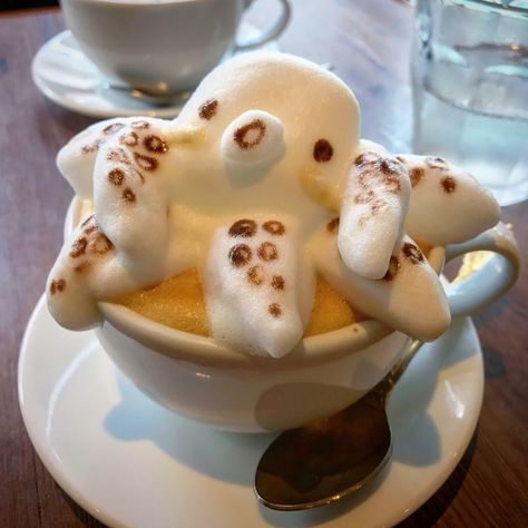 Coffee Kisses, 3d Octopus, Cute Octopus, Coffee Design, Art 3d, Latte Art, Cup Of Coffee, Something Special, Octopus