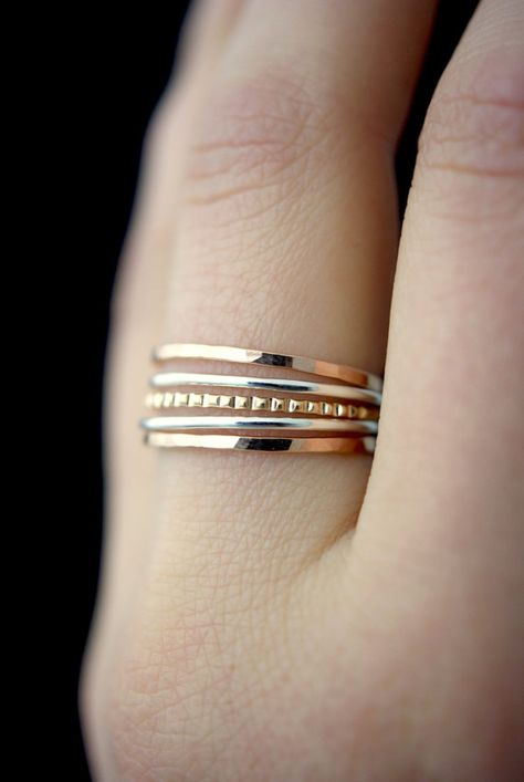 Handmade Gold Stackable Metal Rings, Everyday Gold Hammered Stackable Rings, Minimalist Stackable Brass Rings, Minimalist Hammered Gold Stackable Rings, Classic 14k Gold Stackable Hammered Rings, Thick Stacking Ring, Delicate Gold Ring, Gold Bangles For Women, Morganite Engagement Ring Set