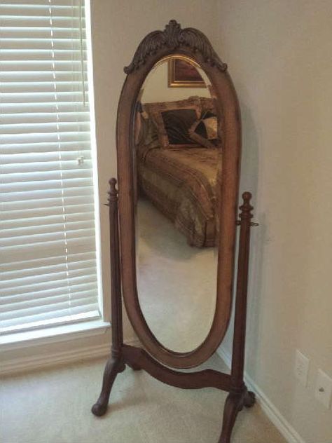 Found on EstateSales.NET: Beautiful stand alone mirror Wood Body Mirror, Stand Alone Mirror Bedroom, Antique Standing Mirror, Vintage Wooden Mirror, Oval Standing Mirror, Stand Alone Mirror, Full Length Mirror Vintage, Vintage Standing Mirror, Wooden Standing Mirror