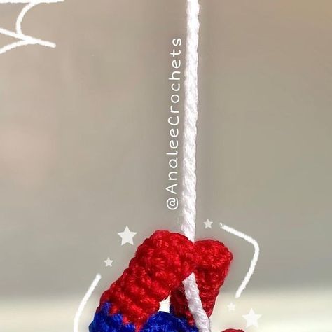 Crochet Hanging Spiderman Pattern, Crochet Spiderman Car Hanger, Crochet Hanging Spiderman, Spiderman Crochet Pattern Free, Spiderman Car, Rear View Mirror Hanger, Mirror Pattern, Car Hangers, Mirror Hangers