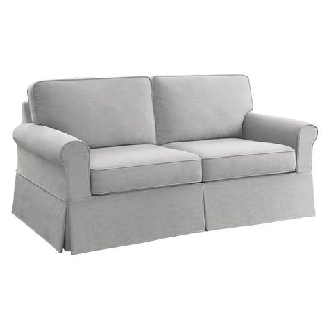 Porch & Den Zuni Mid-century Slip Cover Sofa - On Sale - Bed Bath & Beyond - 31148420 Slip Cover Sofa, Kick Pleat Skirt, Linen Slipcover, Slipcover Sofa, Cozy Couch, Washable Slipcovers, Classic Cottage, Chair Collection, Washable Sofa