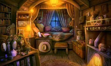 Fantasy Room Art, Room Fantasy Art, Vardo Wagon, Fantasy Bedroom, Anime Places, Episode Backgrounds, Fantasy Rooms, Furniture Vintage, Fantasy House