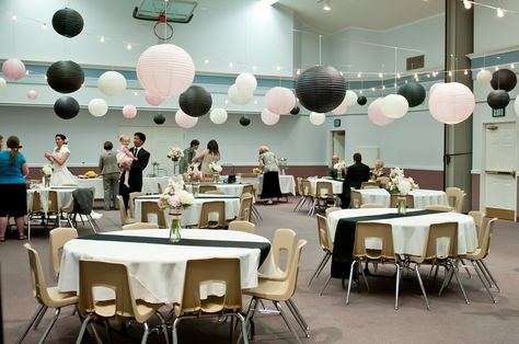 Lds Weddings Reception, Reception Ceiling, Wedding Open House, Mormon Wedding, Black Wedding Decorations, Light Pink Wedding, Lds Wedding, Pink Wedding Theme, Wedding Hall