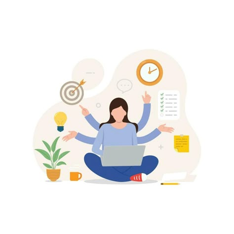 Self dicipline soft skills concept vector illustration Mental Health Artwork, Smart Goal Setting, Times Quotes, Career Vision Board, Best Meditation, Effective Time Management, Personal Success, Productive Day, Yoga Pose