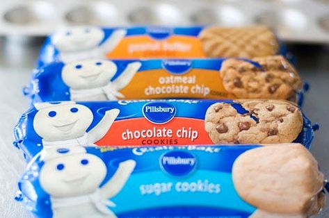 Pillsbury Sugar Cookie Recipe, School Cookies Recipe, Pillsbury Chocolate Chip Cookies, Pillsbury Sugar Cookie Dough, Pillsbury Cookie Dough, Cookie Dough Cups, Sugar Cookie Dough Recipe, Refrigerator Cookies, Pillsbury Cookies