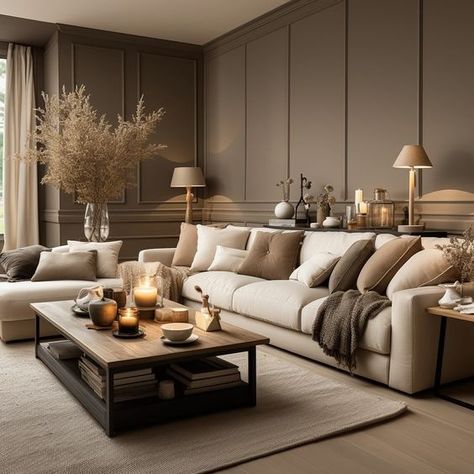 10 Stunning Color Combinations to Pair with Brown Cream Couch Living Room, Beige Couch Living Room, Taupe Living Room, Brown Walls Living Room, Beige Living Rooms, Living Room Design Inspiration, Brown Living Room, Home Design Living Room, Hus Inspiration