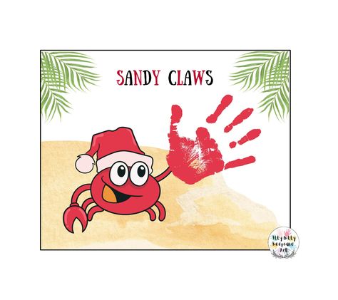 Christmas in July Handprint Craft Art Printable Template / Crab Crafts / Summer Camp Handprint Template, Sunshine Room, Summer Activities For Toddlers, Teacher Crafts, Crab Crafts, Summer Preschool, Craft Kids, Toddler Activity, Handprint Craft