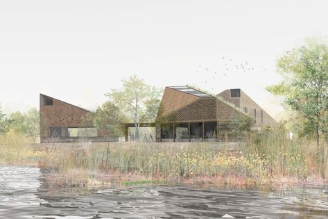 Wellbeing Centre, Theater Architecture, Zen House, Photoshop Rendering, Rammed Earth Wall, Architecture Portfolio Design, Eco Architecture, Wildlife Reserve, Water Projects