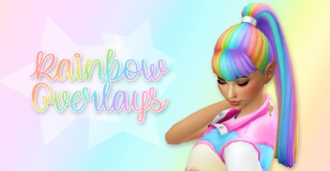 sorbets remix— Get Famous Ponytail Rainbow Overlays - Sims 4 Updates -♦- Sims 4 Finds & Sims 4 Must Haves -♦- Sims 4 Rainbow Hair, Sims Cc Hair, Sims 4 Afro Hair, Sims 4 Mm, Sims 4 Update, Sims 4 Cc Packs, Sims 4 Mods Clothes, Rainbow Brite, Sims 4 Game