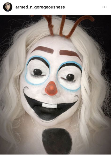 Olaf Makeup Disney Frozen Face Paint Olaf Makeup Frozen, Disney Character Face Paint, Olaf Face Paint, Olaf Makeup, Winter Face Painting, Disney Face Paint, Disney Face Painting, Frozen Face Paint, Frozen Makeup